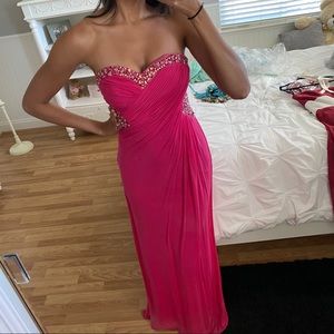 Prom Dress - Formal Dress or a great Mardi Gras Gown - Pink Strapless beaded.